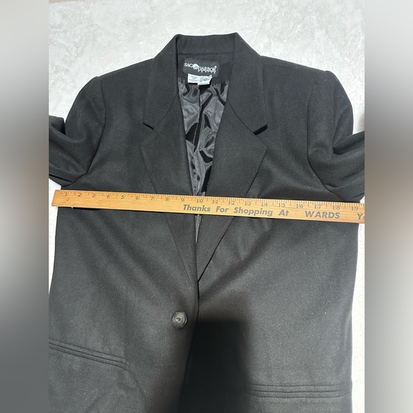 Sag Harbor Petite Vintage 100% Wool Black Single Button Blazer 6P - Picture 3 of 12